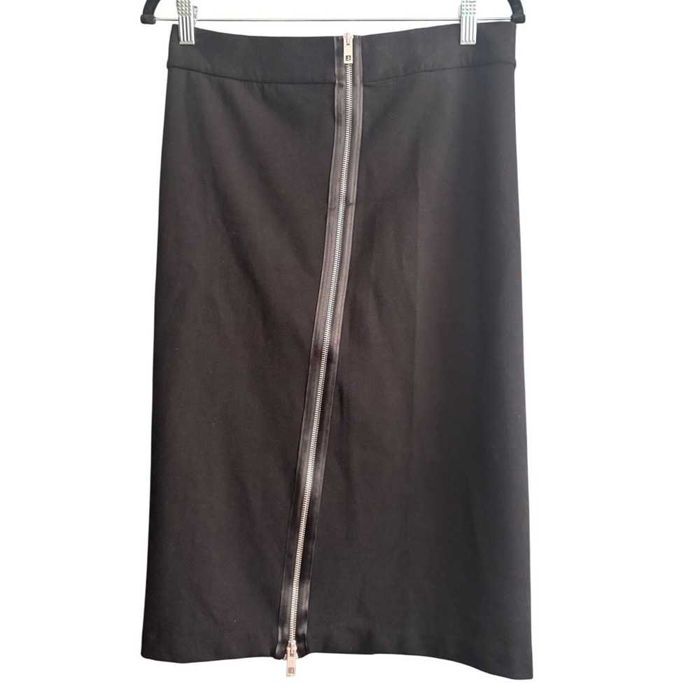 Rag & Bone Black‎ Midi Skirt Asymmetrical Zip Front Modern Cotton Blend Size M